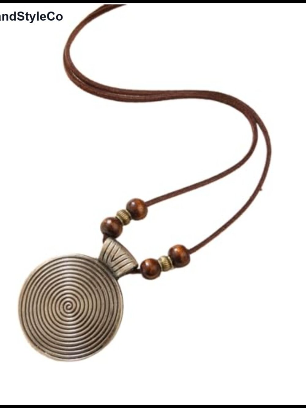 Boho Long Pendant Necklace Wooden Beads Leather Cord 35in Adjustable